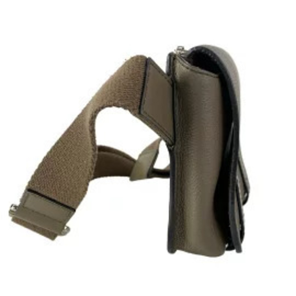 Loewe Military Messenger Bag Waist Pouch Clutch Dark Brown Leather